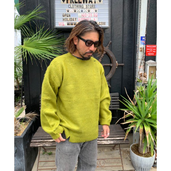 TOWNCRAFT/タウンクラフト SHAGGY COLOR CREW SWEATER DAMAGED