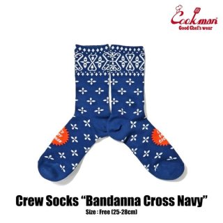 COOKMAN/åޥ Crew Socks/åBandanna Cross Navy