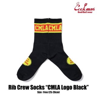 COOKMAN/åޥ Rib Crew Socks/åCMLA logo Black
