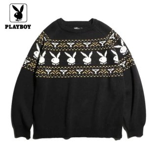 PLAYBOY / 80S PLAYBOY CREW NECK SWEATER  PB24S00100BLACK