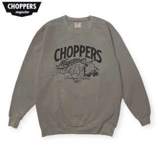 <img class='new_mark_img1' src='https://img.shop-pro.jp/img/new/icons15.gif' style='border:none;display:inline;margin:0px;padding:0px;width:auto;' />CHOPPERS MAGAZINE / HELMET SKULL CREWNECK SWEATSHIRTGRAY