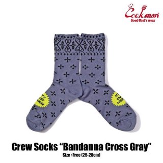 <img class='new_mark_img1' src='https://img.shop-pro.jp/img/new/icons15.gif' style='border:none;display:inline;margin:0px;padding:0px;width:auto;' />COOKMAN/åޥ Crew Socks/å 233-43169Bandanna Cross Gray