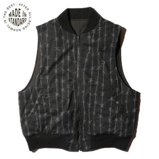 <img class='new_mark_img1' src='https://img.shop-pro.jp/img/new/icons15.gif' style='border:none;display:inline;margin:0px;padding:0px;width:auto;' />MADE IN STANDARD / PRINTED MA-1 VEST REVERSIBLE С֥٥ MS25S003PTWIRE(BLACK)