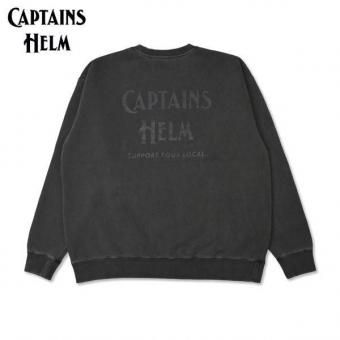<img class='new_mark_img1' src='https://img.shop-pro.jp/img/new/icons15.gif' style='border:none;display:inline;margin:0px;padding:0px;width:auto;' />CAPTAINS HELM/����ץƥ󥺥إ�� #PIGMENT DYE LOGO CREW SWEAT/���롼�ͥå��������å� CH25-AW-T16��BLACK