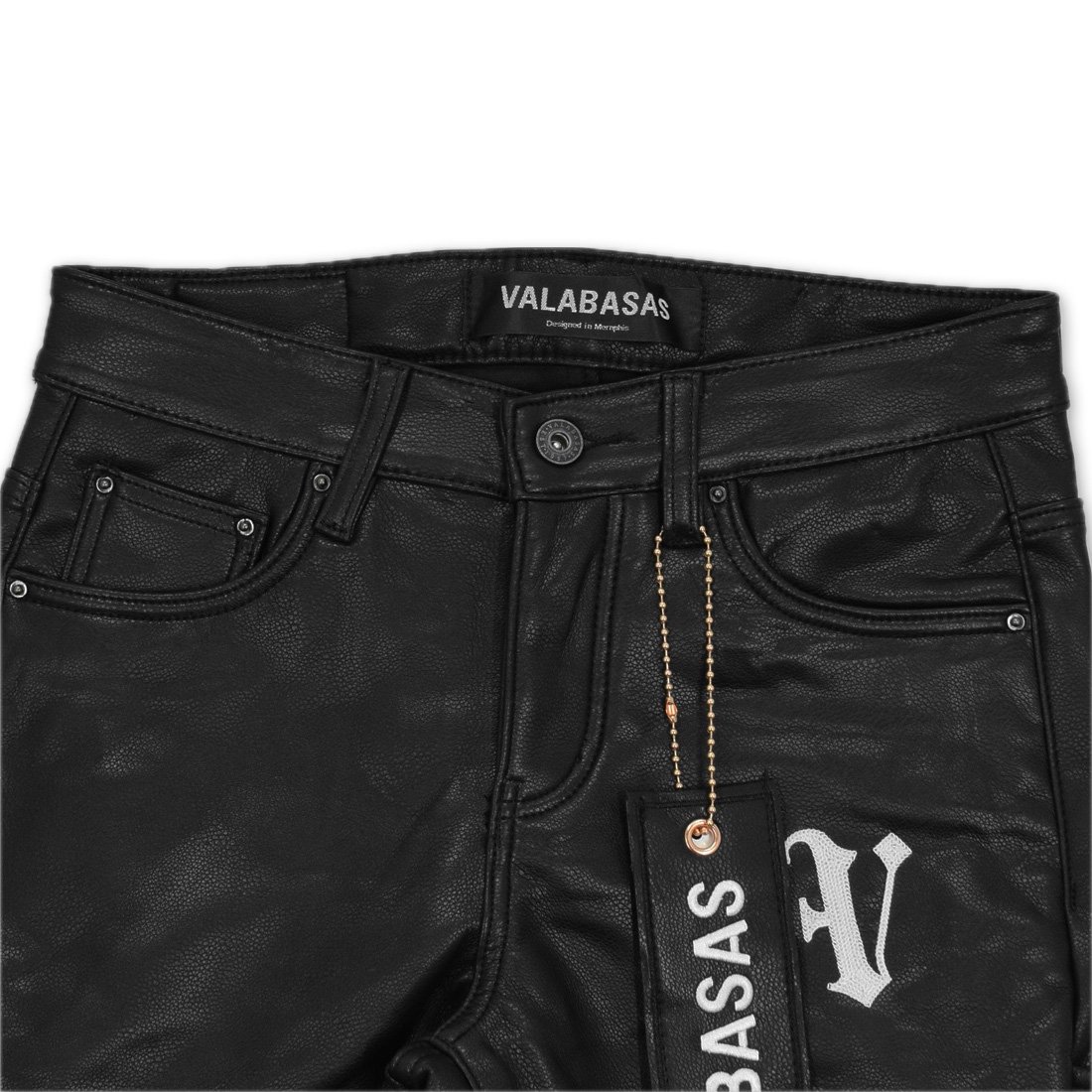 VALABASAS BLACK LEATHER INNER-LOGO STACKED PANTS - Spyder ...