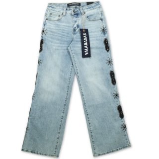 VALABASAS "BEADED"LIGHT BLUE BAGGY JEANS
