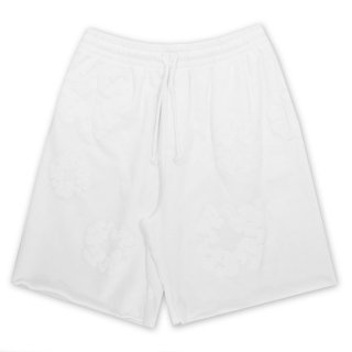 DENIM TEARS WHITE MONO ALL OVER WREATH SHORTS
