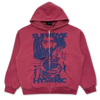 SUPREME X HYSTERIC GLAMOUR THERMAL LINED ZIP UP HOODIE