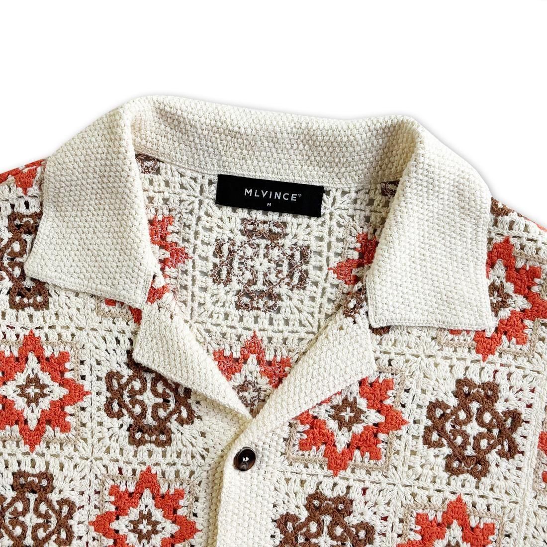 メルヴィンス クロシェ編み ニット 半袖シャツ L ボタン クリーム S3203 クロシェラインニットシャツ（S） – WEGO ONLINE STORE