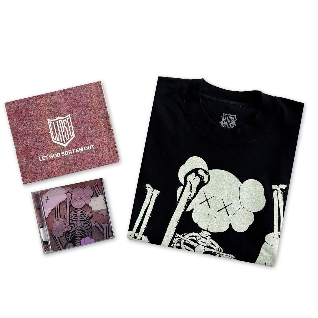 KAWS x CLIPSE CD and TEE BOX SET2 Lサイズ KAWS X CLIPSE LET GOD SORT EM OUT TEE BOX SET 2 – Clipse