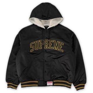 SUPREME X Mitchell&Ness LINED HOODED SATIN VARSITY JACKET