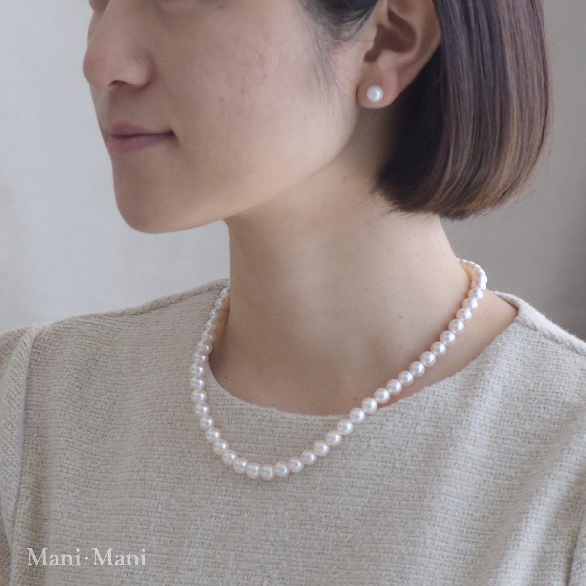 【美品】天然アコヤ真珠ネックレス＆Pt900 アコヤ真珠ピアスセット本真珠