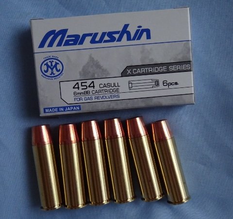 □マルシン製.454レッドホーク用Xカートリッジ【6発】454CASULL