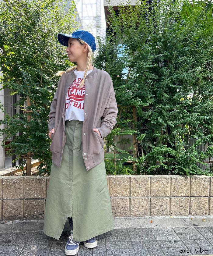 オールドベティーズ【OLD BETTY'S】Sweat Snap Cardigan - GREEN BOWL