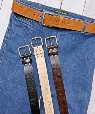 スヌーピー 【SNOOPY】 Embossed Leather Belt(Friend柄)