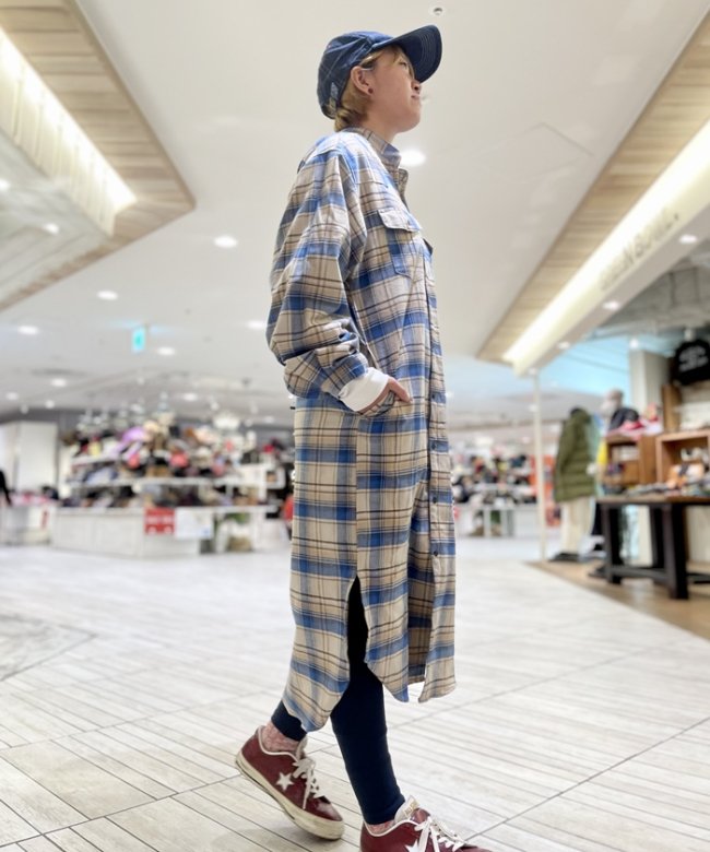 【OLD BETTY’S】Flannel Check Long Western Shirts - GREEN BOWL