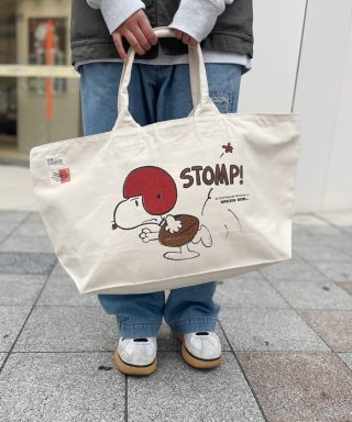 スヌーピー【SNOOPY】Canvas Zip Tote Bag (STOMP!柄）
