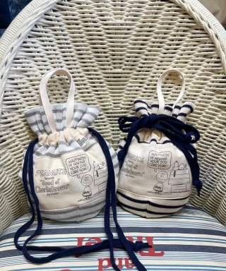 ۥ̡ԡSNOOPY Border Pattern Drawstring Mini Bag(S&C)