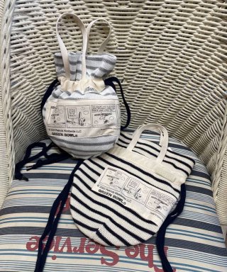 ۥ̡ԡSNOOPY Border Pattern Drawstring Mini Bag(SURF)