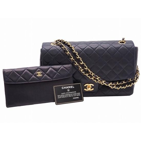 中古】CHANEL シャネル マトラッセ ココマーク Wチェーン フラップ ...