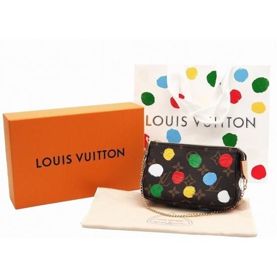 LOUIS VUITTON ルイ・ヴィトン  LV × YK ポシェット･キリガミ ポーチ 草間彌生コラボ ドット レザー M81959 ブラック イエロー レッド ホワイト シルバー金具 未使用品