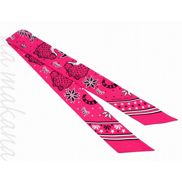 šHERMES ᥹ ĥ꡼ LES LEOPARDS BANDANA 쥪ѡ ԥ ۥ磻 ֥å 륯 Х  ե 2019ǯղ 063350S 03