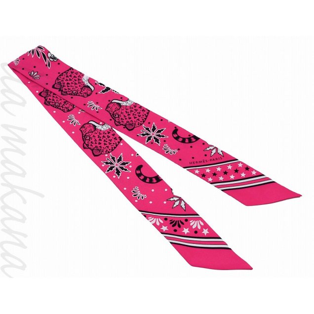 šHERMES ᥹ ĥ꡼ LES LEOPARDS BANDANA 쥪ѡ ԥ ۥ磻 ֥å 륯 Х  ե 2019ǯղ 063350S 03