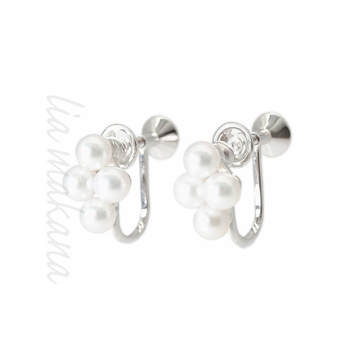 中古】MIKIMOTO ミキモト パール イヤリング 真珠 3.8mm SILVER