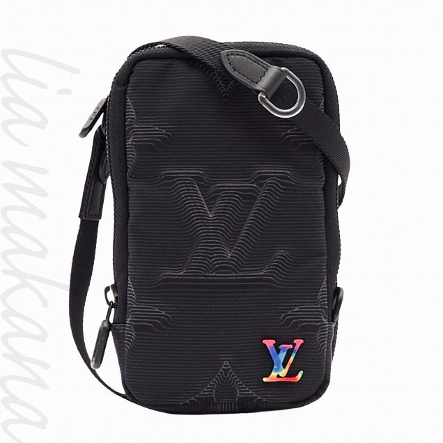 šLOUIS VUITTON 륤 ȥ ֥롦եݡ 3DΥ ʥ 쥶 Хå ޡȥե󥱡 ݡ ֥å ֥å M80141