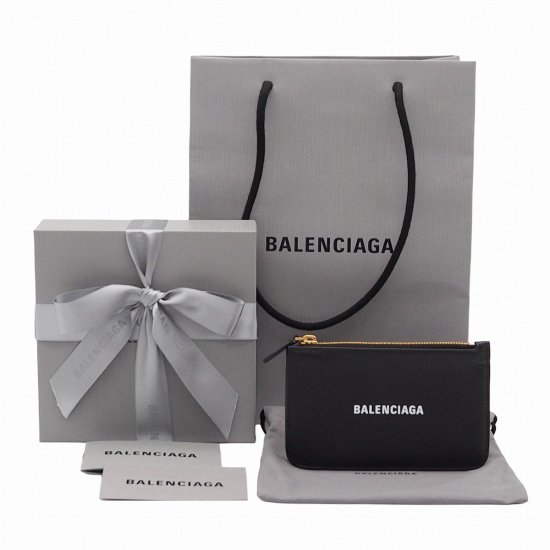 BALENCIAGA CASH ラージ ロング コイン＆カードホルダー | フラグメントケース | カーフスキン ブラック ゴールド金具 - lia  makana