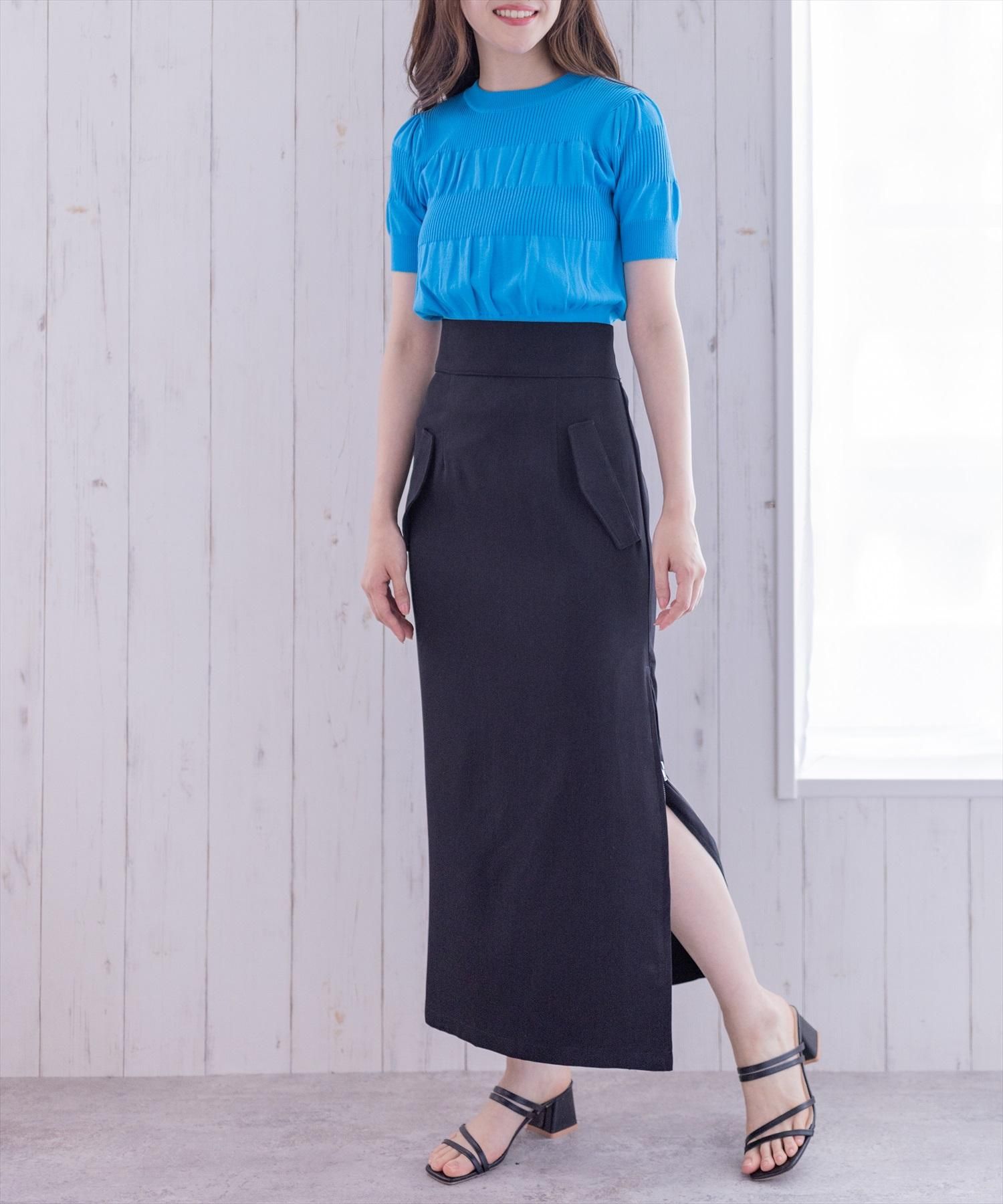 春物/ ギャザー5分袖ニットトップス - STAY MOTION(ステイ