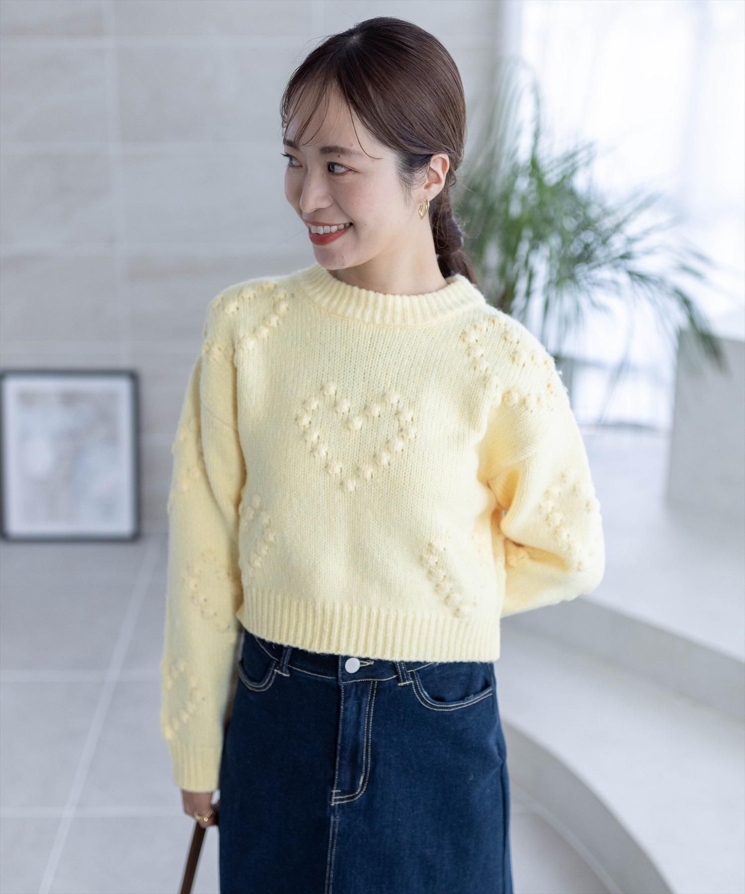 SALE/40%OFF》エンボスハート柄ニットトップス - STAY MOTION