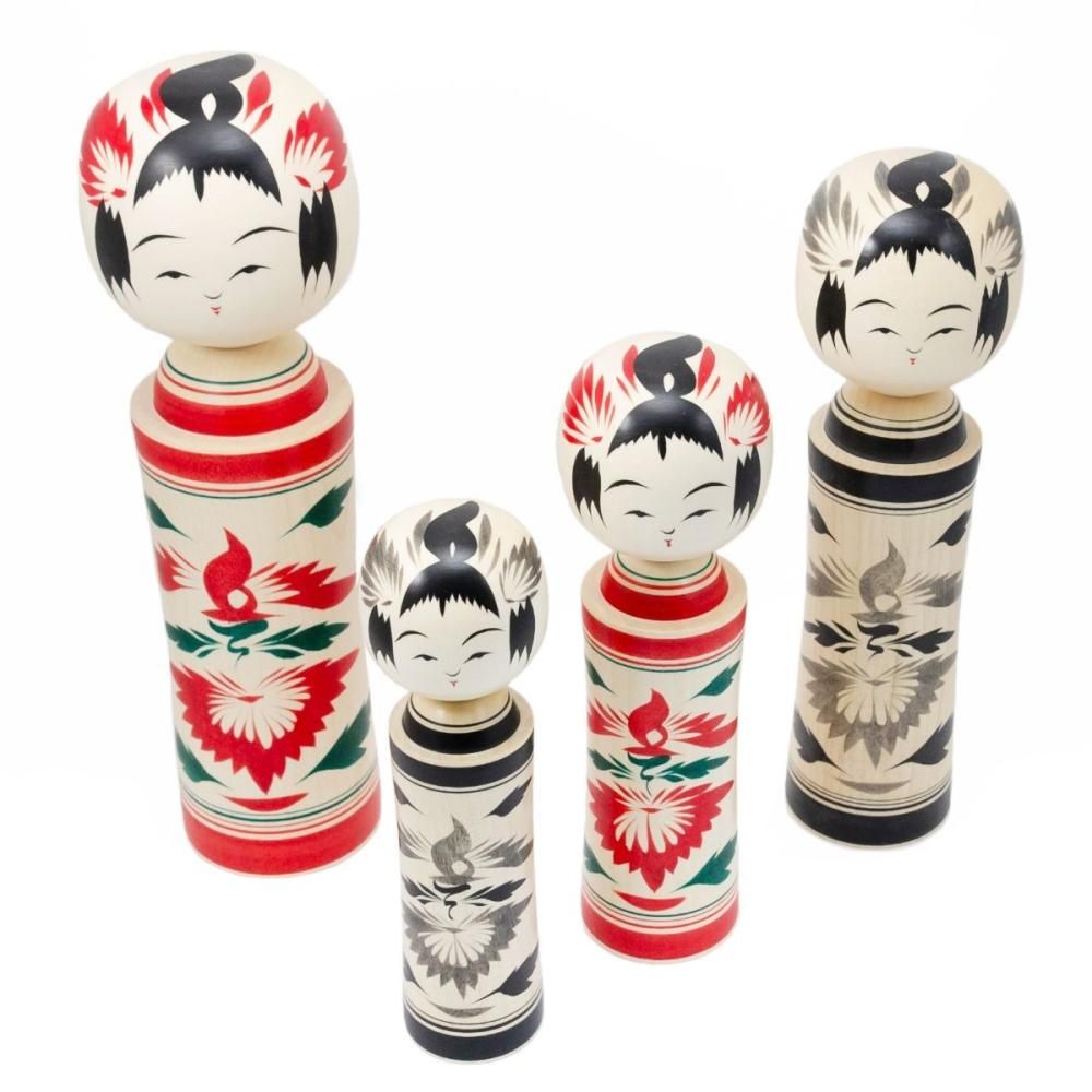 Naruko-style Traditional Kokeshi Dolls, black, 18cm, Okazaki