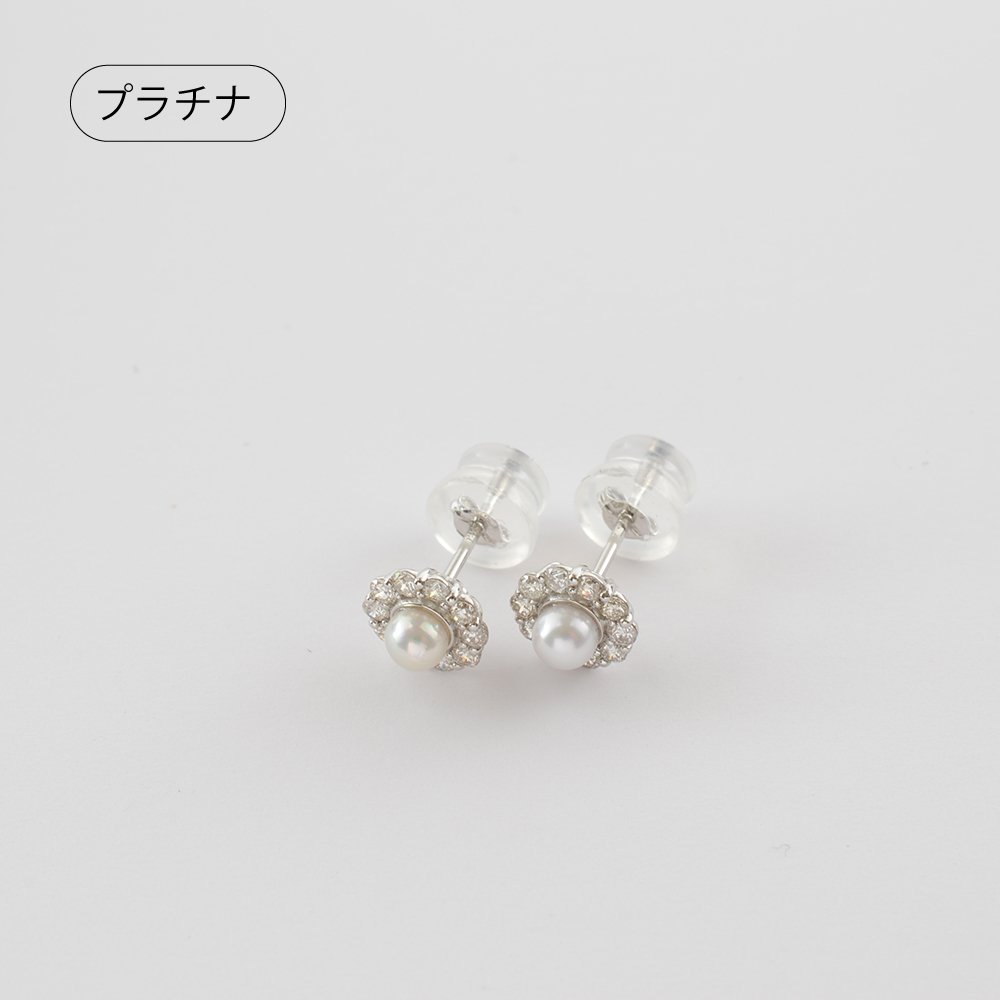 アコヤデザインダイヤピアス0.2ct プラチナ/ゴールド - 宝石真珠の専門店 | 宝石フクダ