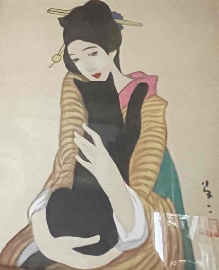 黒猫 竹久夢二作 - 新美典保アートギャラリー | 水墨画・掛け軸 