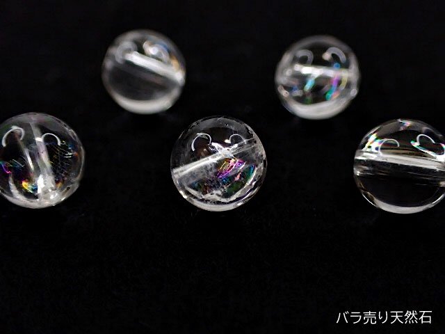 天然レインボー水晶（虹入り水晶）｜丸玉・約6mm【1個130円】 - バラ