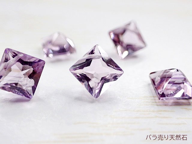 ルースに穴開け！宝石質！ピンクアメジスト｜AAA｜ダイヤカット・約8x8x4～8.3x8.3x4.4mm【1個298円】 -  バラ売り天然石｜天然石ビーズのバラ売り専門店