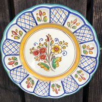 送料込】スペイン陶器 タラベラ焼の絵皿 かわいい花柄コンパクトサイズ 