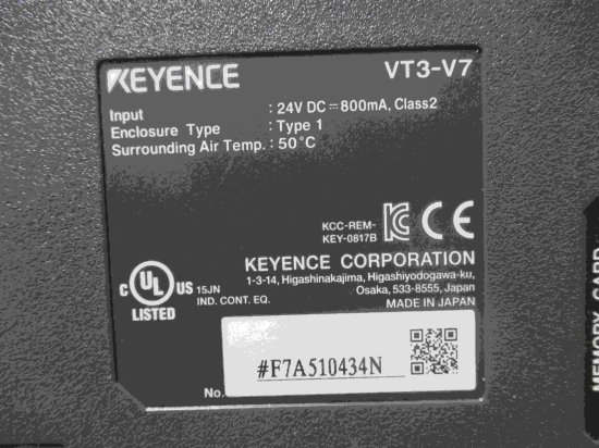 中古 KEYENCE VT3-V7 7型 VGA TFTカラー タッチパネル 通電OK