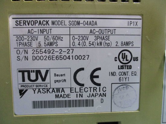 中古 YASKAWA ACサーボパック SGDM-04ADA 200V - growdesystem