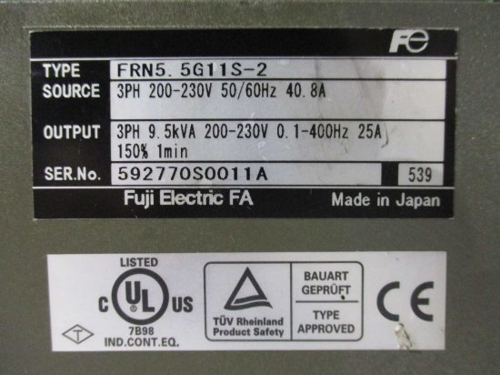 中古 Fuji Electric インバータ FRENIC 5000G11 FRN5.5G11S-2 三相 200V 9.5KVA -  growdesystem