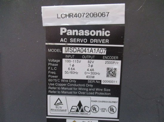 中古 Panasonic AC SERVO DRIVER MSDA041A1A07 ACサーボアンプ 400W - growdesystem