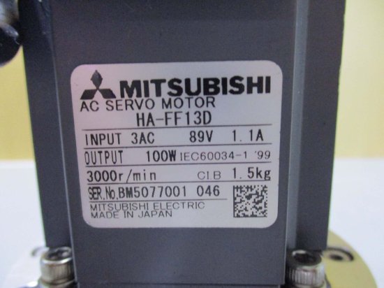 中古 MITSUBISHI HA-FF13D 100W ACサーボモーター - growdesystem