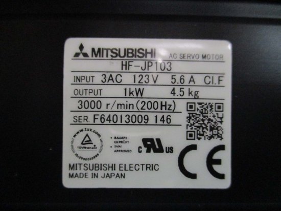 新古 MITSUBISHI AC SERVO MOTOR HF-JP103 ACサーボモーター 1KW - growdesystem