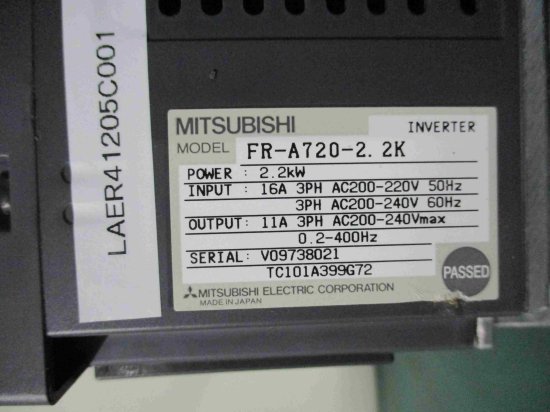 中古 MITSUBISHI FR-A720-2.2K インバータ FREQROL-A700シリーズ - growdesystem