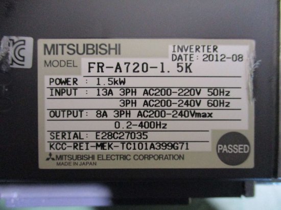 中古 MITSUBISHI FREQROL-A700 INVERTER FR-A720-1.5K インバーター 1.5kW - growdesystem