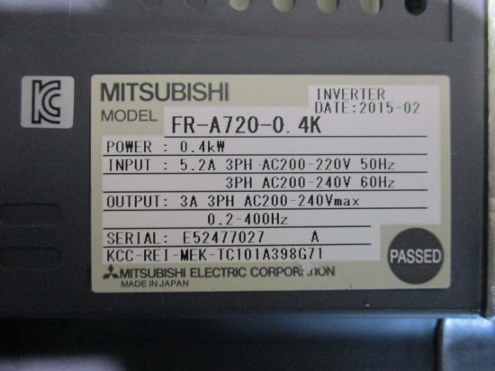 中古 MITSUBISHI FREQROL-A700 INVERTER FR-A720-0.4K インバーター