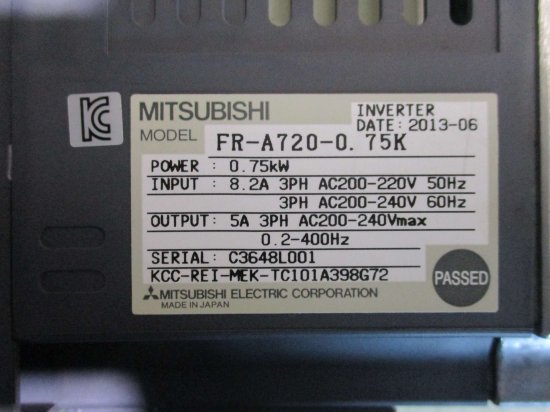 中古 MITSUBISHI FREQROL-A700 INVERTER FR-A720-0.75K インバーター 0.75kW -  growdesystem