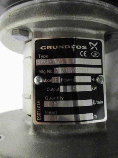 中古 Grundfos SPK4-11/5 A-W-I-CVUV クーラントポンプ Grundfos MG71B2-14FT85-C ポンプモーター  ＜送料別＞ - growdesystem