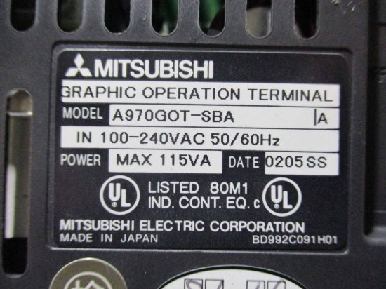 中古 MITSUBISHI グラフィックオペレーションターミナル タッチパネル A9GT-BUSS/A970GOT-SBA 100-240VAC  50/60Hz通電OK - growdesystem